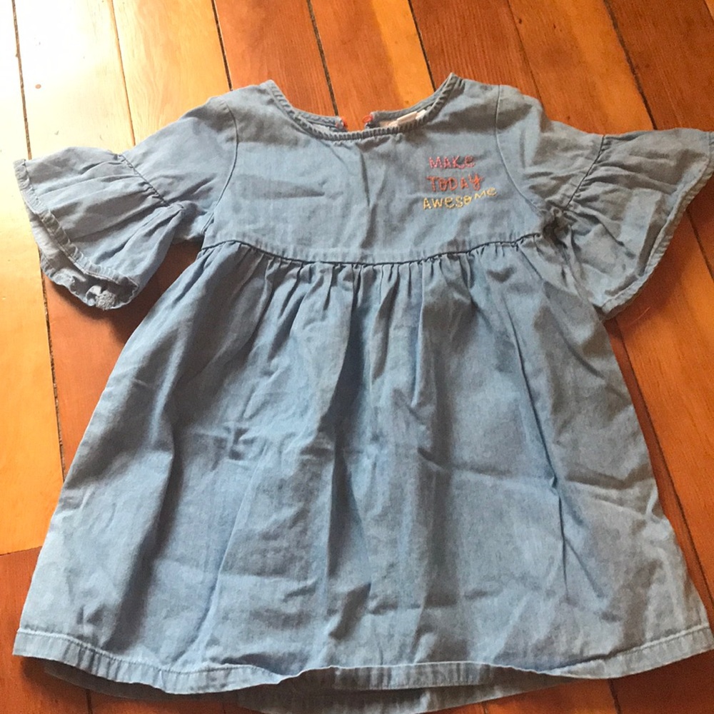 Denim dress with bell sleeve